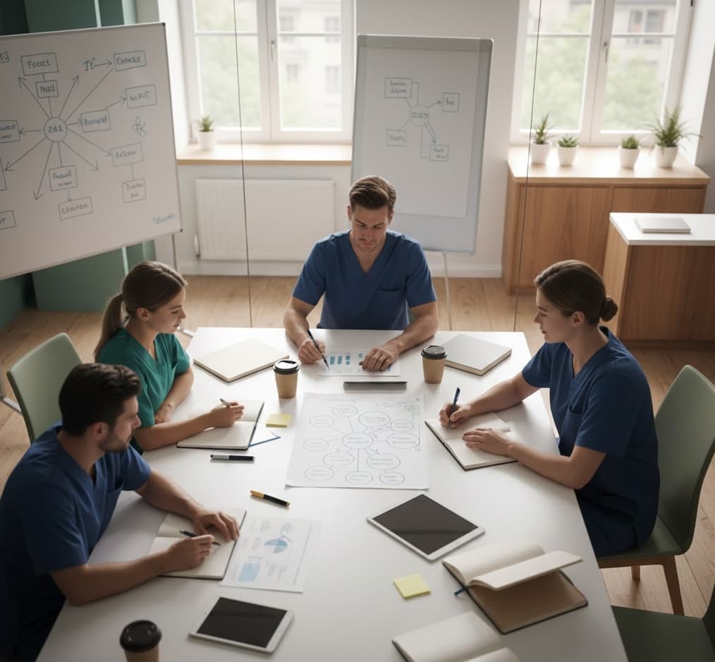 Team collaborating in a modern medical practice